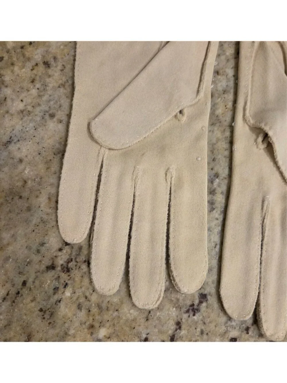 New! Vintage Women Size S/M 6.5 Beige Cotton Beaded Formal Gloves Art Noveau...